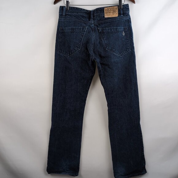 Volcom Men's Blue Denim Jeans Roadhouse Juan Boot Leg Diamond Embroidery Size 29 - Picture 2 of 10